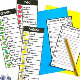 Color word lists and paper to make lists