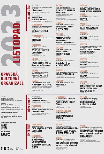 Listopadový program OKO ovládnou nové výstavy v Obecním domě i Domě umění a skvělé koncerty v klubu Art! - OKO Opava