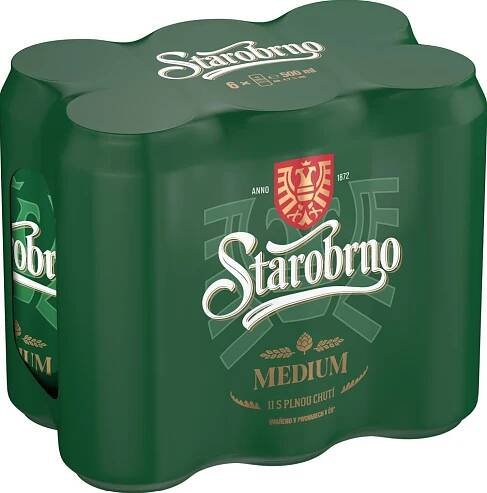 Starobrno Medium ležák plech 6×0,5 l plech