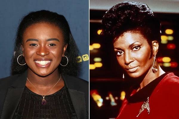 Celia Rose Gooding (left) and Nichelle Nichols as Lt. Uhura in “Star Trek.”