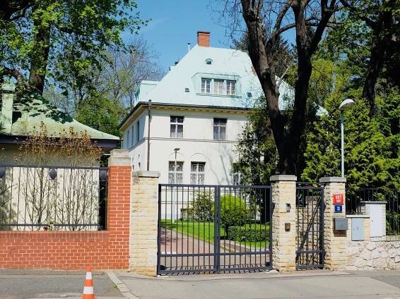 Russian-owned villa in Prague, Bubeneč, near Rossotrudnichestvo at Na Zátorce 11 in Little Moscow.