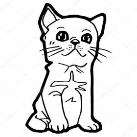 Kreslená kočka zbarvení stránky pro dítě izolovaných na bílém