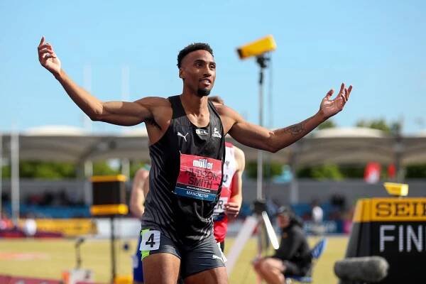Matthew Hudson-Smith runs at the stadium where he set his British record. (Martin Rickett/PA)