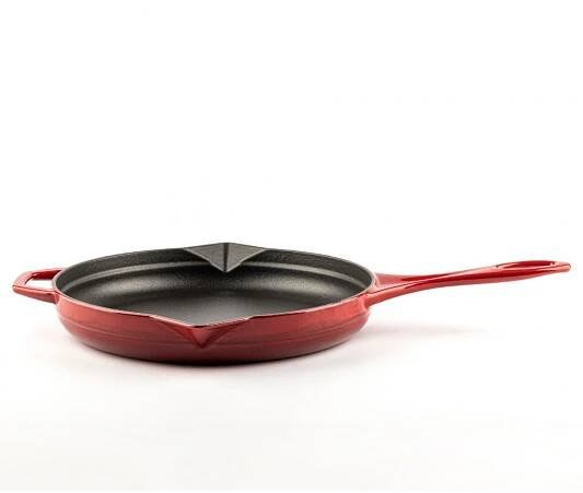 Smaltovaná litinová pánev Hosse, Rubin, Ф24cm | Plochá litinová pánev