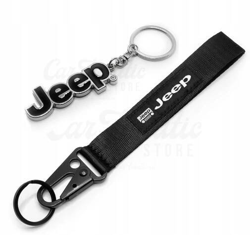 SET přívěsek na klíče + vodítko JEEP kovový chrom