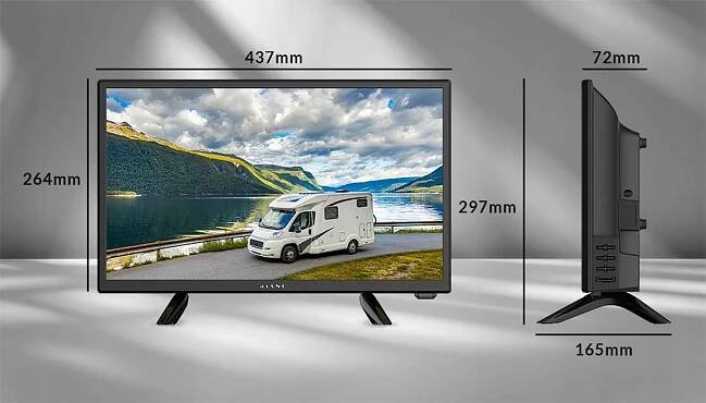 TELEVIZOR NA 12V/220V 19 PALCŮ HDMI USB DVB-S2 DVB-T2 HEVC NAHRÁVÁNÍ DÁLKOVÉ OVLÁDÁNÍ Počet HDMI konektorů 1