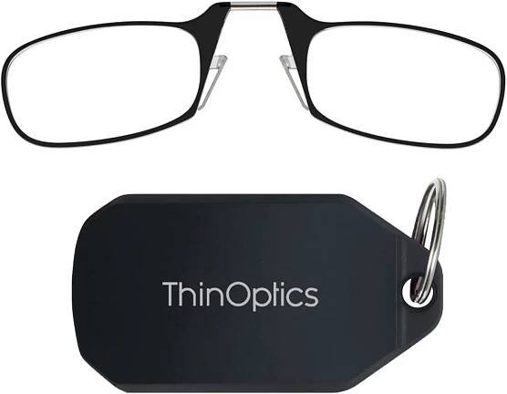 ThinOptics Keychain Case and Readers Rectangular Reading Glasses - Travel Foodie