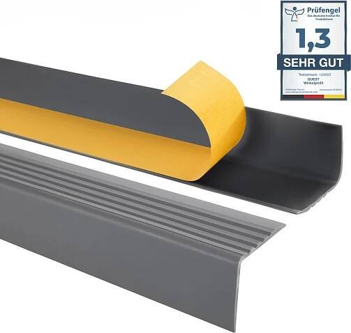QUEST Schodová lišta PVC 50x42 mm, 1.3m, Samolepicí, Protiskluzová schodová hrana