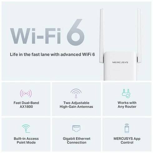 WiFi extender TP-Link Mercusys ME70X AP/Extender/Repeater - AX1800, 1x GLAN | eberry.cz