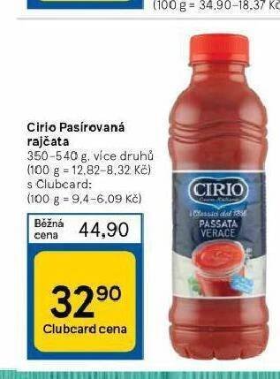 Tesco Cirio pasírovaná rajčata nabídka