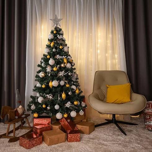 Vánoční stromek s kovovým stojanem, 160 cm, CHRISTMAS TYP 10