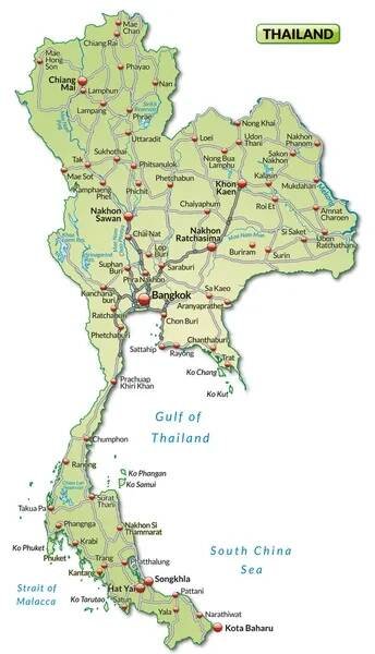 Mapa Thajska — Ilustrace