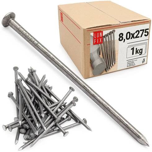 Stavební hřebíky 8x275 mm 11" černé 1 kg