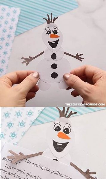 OLAF CRAFT - make this adorable Olaf craft as part of a Frozen birthday party! Make it as a paper craft or turn it into a bookmark!