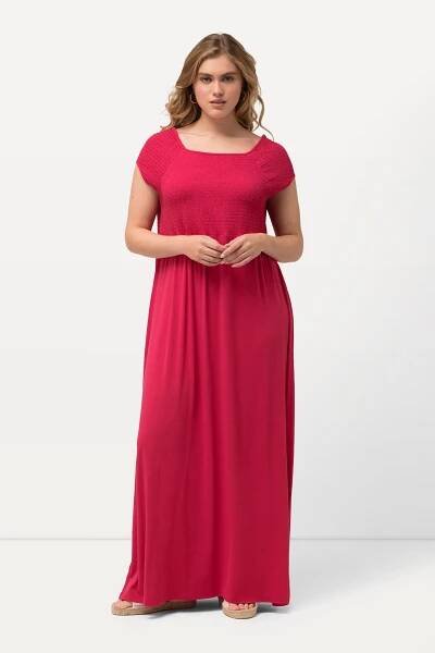 Ulla Popken GESMOKTE  CARRÉHALS - Pletené šaty - dark pink