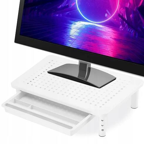 Podstavec pod monitor notebook NANKIN bílý + šuplík