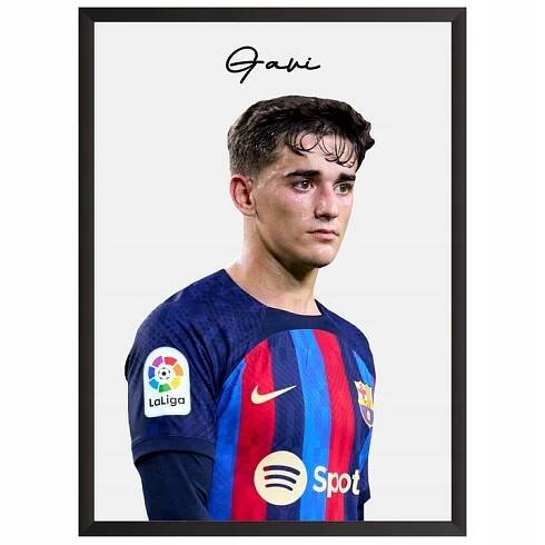 Gavi Fc Barcelona Plakát Obraz s fotbalistou v rámečku Dárek