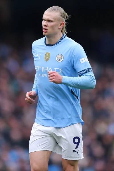 Erling Haaland of Manchester City in a soccer match.