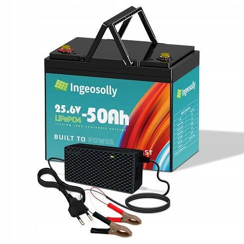Akumulátor LiFePO4 Ingeosolly 24V 25.6AH 50AH 50000mAh 260*168*215 mm