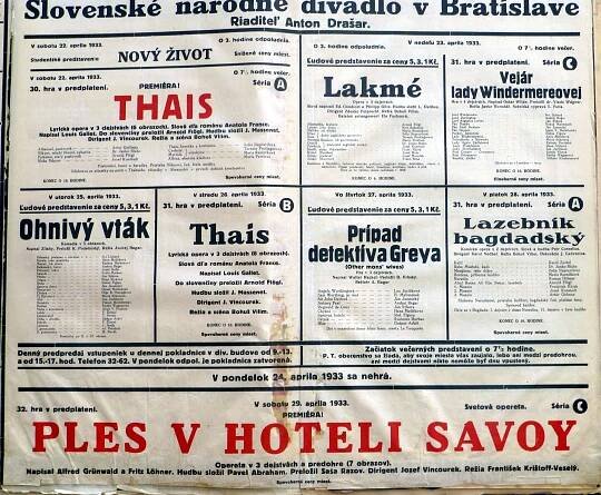 History posters 1932/1933 | Slovenské národné divadlo