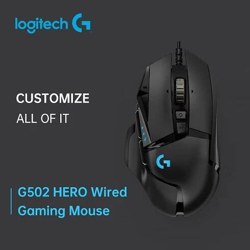 Logitech G502 HERO Wired Gaming Mouse with Adjustable Weights 25K HERO Sensor 25600DPI RGB 11 Programmable Keys Backlight