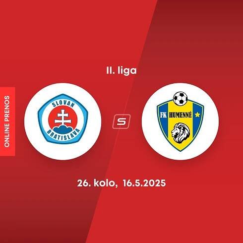 ONLINE: ŠK Slovan Bratislava B - FK Humenné dnes, MONACObet liga LIVE (II. liga, 26. kolo)