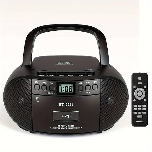 m amazup multifunctional cd player with stereo dual speakers wireless audio portable sound system usb   headphone jack remote control am fm   tape   a b repeat recording mp3 player 110v 130v us plug