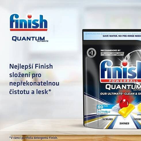Finish Quantum Ultimate Lemon Sparkle Kapsle do myčky nádobí 60 ks