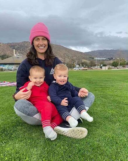 Cayley Stoker with twins Bo and Sam.