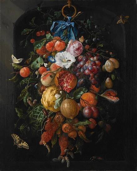 Garland of Fruits and Flowers by Jan Davidsz de Heem, between 1660 and 1670.