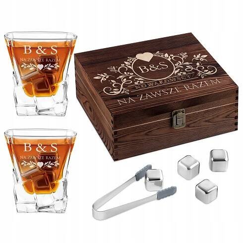 Sklenice Kameny na whisky s gravírováním Dárek na Svatba pro mladý pár