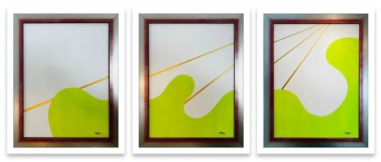 Triptych "Správné načasování", 2023, originál, malováno akrylem, WOart
