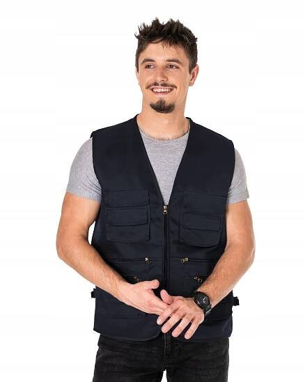 Tenká sportovní pánská vesta s kapsami Bunda Bez Rukávů Letní K1006-2 XL