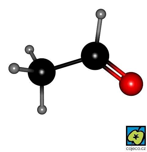 Acetaldehyd, prostorový model – CoJeCo.cz, CC BY 4.0