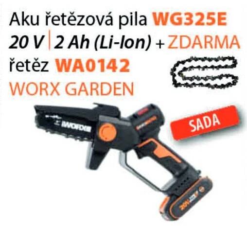 WORX Garden Worx set WG325E - Aku řetězová pila 20V 1x2Ah + WA0142 - Řetěz - Powershare 45000325S
