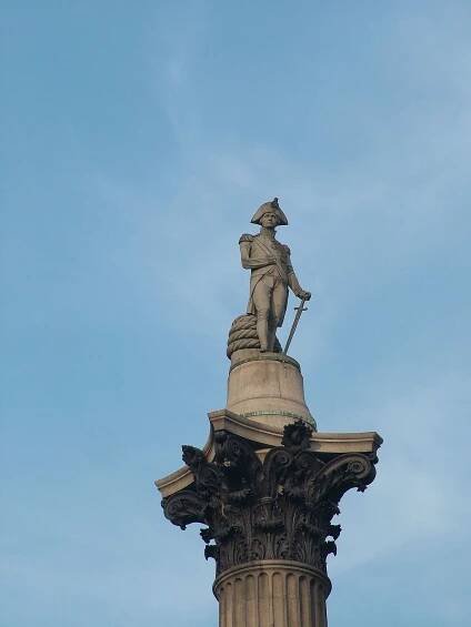 Nelson's Column located in Trafalgar Square in London
