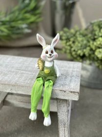 JIMI SHOP | Zajac sedí polyresin, textilné nohy, s nohami 19 cm, zelený