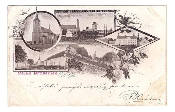 okres PŘEROV - VELKÉ PROSENICE 1902 - Pohlednice místopis