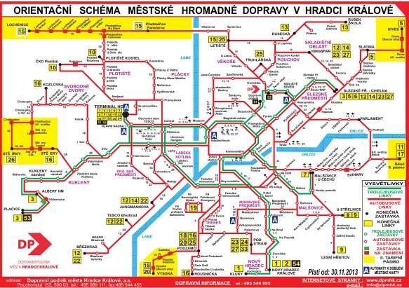 Mapa MHD Hradec Králové 2013