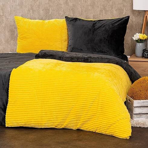 4Home-Povleceni-mikroflanel-Stripe-zluta-140-x-200-cm-70-x-90-cm