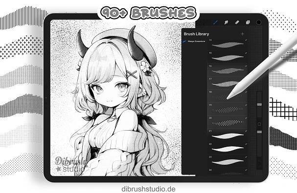 Procreate • Manga Screentone Brushes • Halftone Comic Brushes