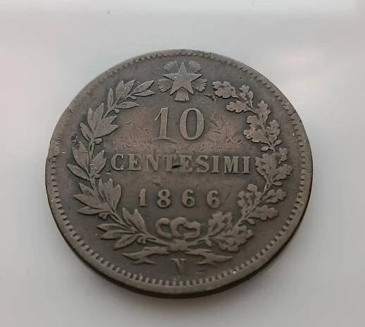 Itálie 10 centesimi 1866 N - mincovna Neapol - (A101)