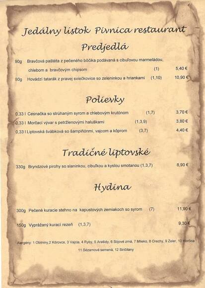 Pivnica restaurant - Visit Liptov