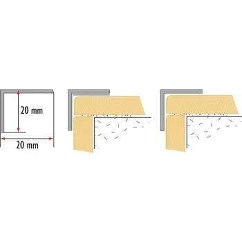 Schodová hrana samolepící Cezar 20x20mm 1,35m šampaň