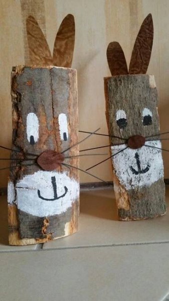 Hasenfiguren zu Ostern aus Kaminholz  #ostern #hase #holz #kaminholz #easter #rabbit #wood  #firewood | Easter bunny decorations, Easter crafts, Bunny decor