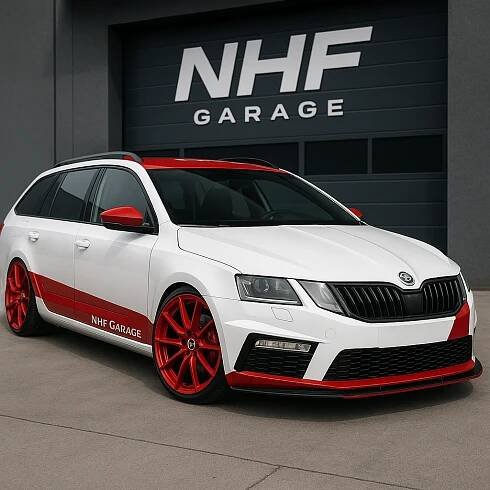 NHF Garage škoda Octavia 3 před facelift combi v bílo-červeném tuningu – VytvořSiPotisk.cz
