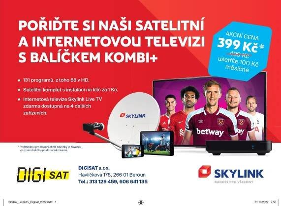 Akční nabídka pro nové zákazníky Skylink stále za zvýhodněnou cenu pokračuje...