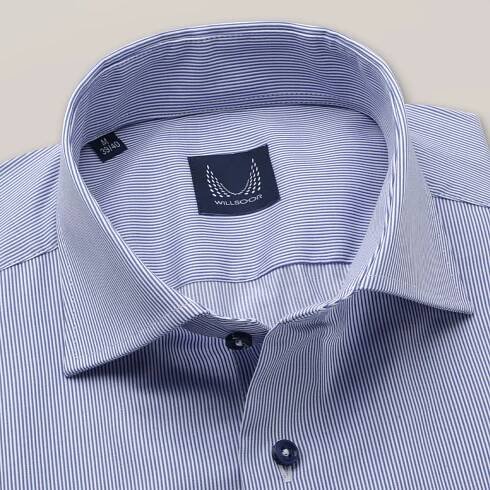 Pánská světle modrá košile slim fit s decentními použky 15661
