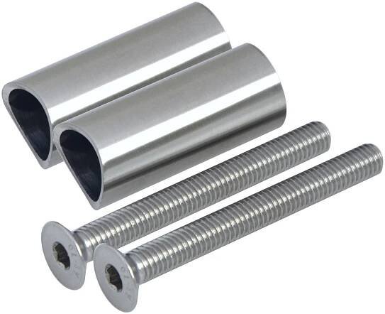 Přechod na vymezení vzdálenosti mezi sloupem ø 33,7 mm a kotevní deskou, ø 20x2,0 mm /L:45 mm, vnitřní šroub: M8x70 mm, broušená nerez K320 / AISI304, bal: 2ks