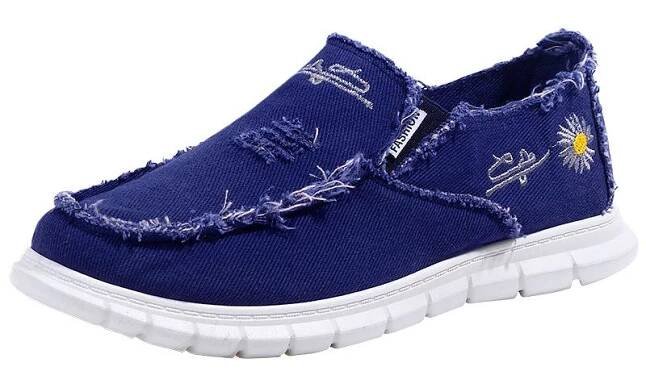Pánské ležérní plátěné boty letní ploché slip on mokasíny lehké boty pro řidiče prodyšné boty na loď